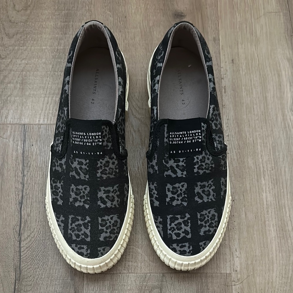 AllSaints Black and Gray Slip-On Sneakers
